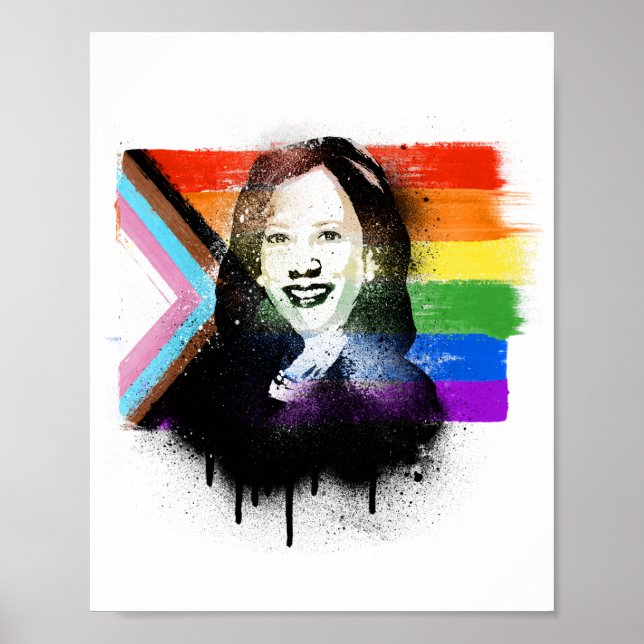 Poster VP Kamala Harris Grafite do Orgulho LGBTQ de Progr (Frente)