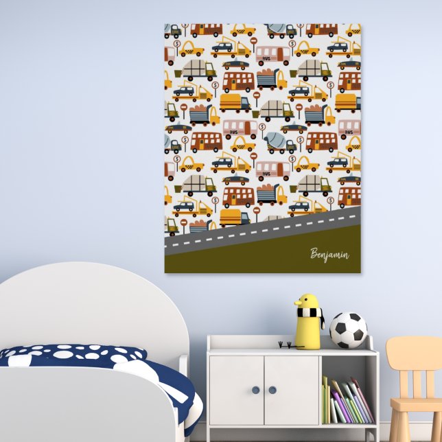 Poster Vroom! Vroom! Car and Transportation Pattern Boy (Criador carregado)
