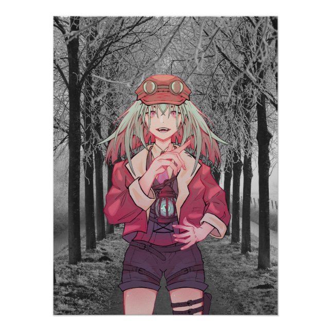 Pôster VTuber, anime winter Forrest, bos (Frente)