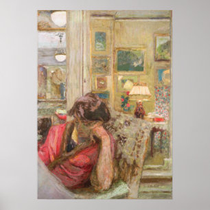 Poster Vuillard, Mulher lendo jornal, noite, arte