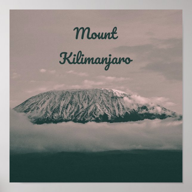 Poster Vulcão de Neve Monte Kilimanjaro na Tanzânia Áfric (Frente)