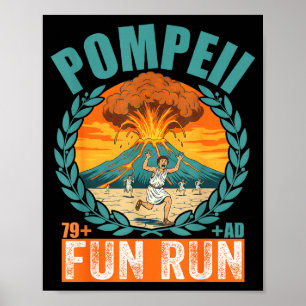 Poster Vulção Engraçado Pompeii Corrida Divertida Geograf