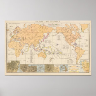 Poster Vulkane, mapa do atlas de Koralleninseln