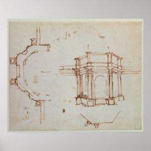 Pôster W.24r Architectural sketch