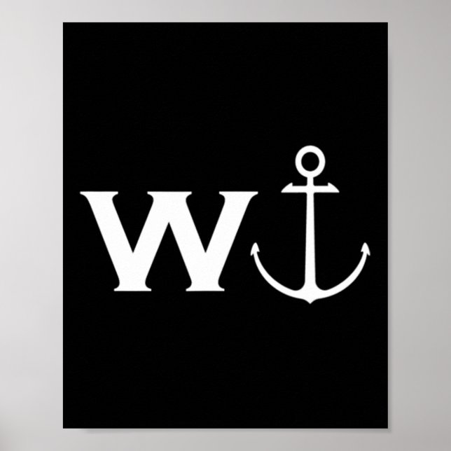 Poster W Anchor Wanker Funny Barco de navegação (Frente)