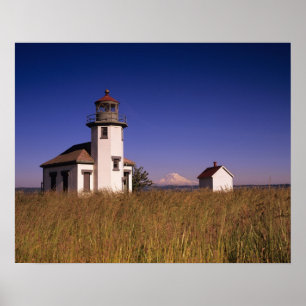 Pôster WA, Ilha Maury, Lighthouse Point Robinson,