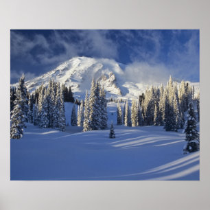 Pôster WA, Monte Rainier NP, Monte Rainier e Paradise