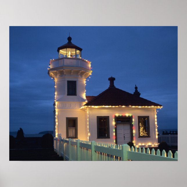 Poster WA, Mukilteo, Farol de Mukilteo, estabelecido (Frente)