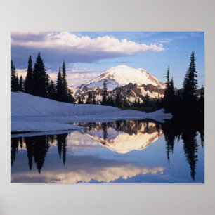 Pôster WA, Parque Nacional Mt. Rainier, Mt. Rainier e nuv