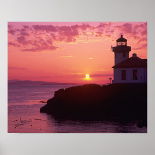 Pôster WA, San Juan Island, Limão Kiln Lighthouse, 1919,