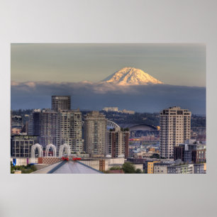 Poster WA, Seattle, Monte Rainier do Parque Kerry