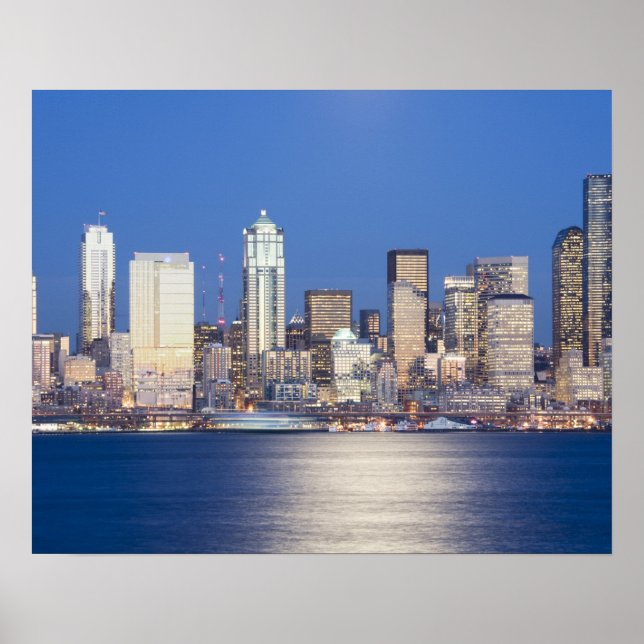 Poster WA, Seattle, panorama de Seattle e Elliott Bay, 2 (Frente)