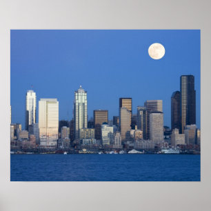 Poster WA, Seattle, Seattle Skyline e Elliott Bay 2