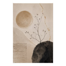 Wabi Sabi Nature Poster – Neutral Zen Botanical