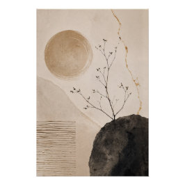 Pôster Wabi Sabi Nature Poster – Neutral Zen Botanical