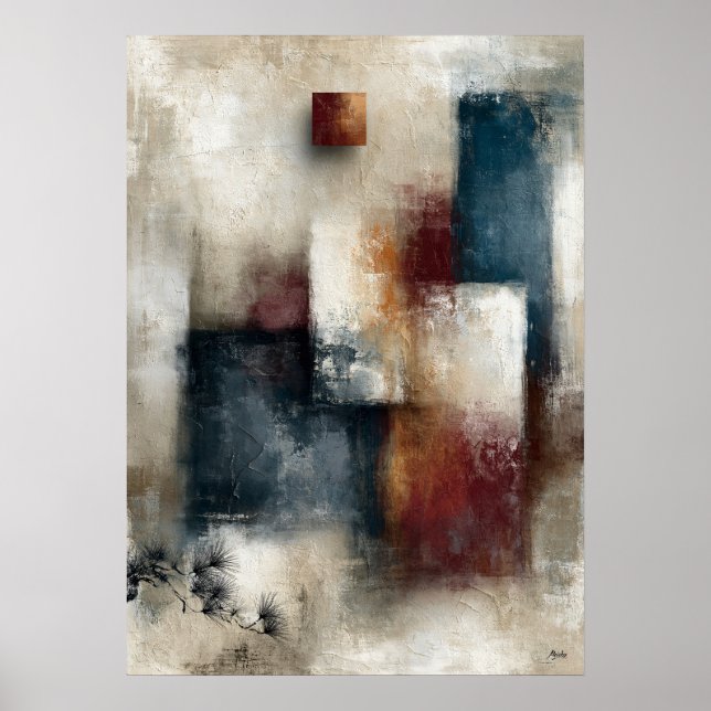 Poster Wabi-Sabi Pine Eco Moderno Japonês Parede Abstrata (Frente)