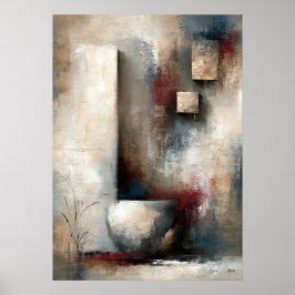 Poster Wabi-Sabi Suspensa Quietude Moderno Abstrato Japon