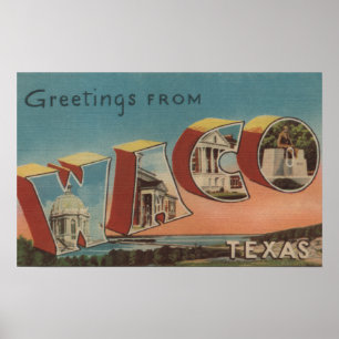 Pôster Waco, letra ScenesWaco de TexasLarge, TX