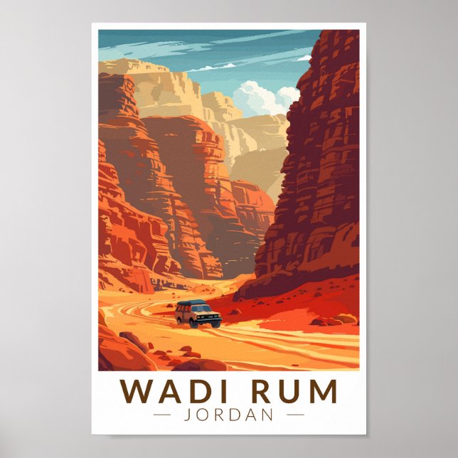 Poster Wadi Rum Jordan Viagem Art Vintage (Frente)