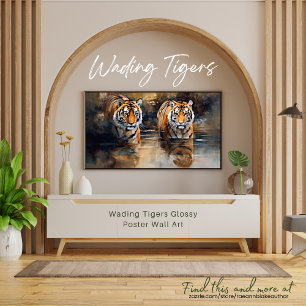 Pôster Wading Tigers Glossy Poster Wall Art