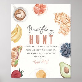 Poster Waffles Coffee Fruits Baby Brunch Pacifier Hunt