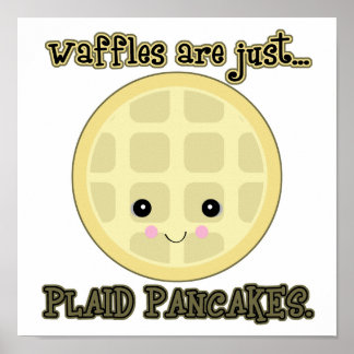 Pôster waffles kawaii são panquecas xadrezes