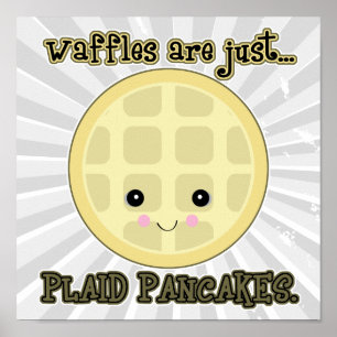 Pôster waffles kawaii são panquecas xadrezes