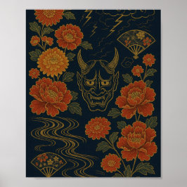 Poster wagara "Tempestade da Oni: Arte Japonesa Tradicion