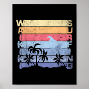Poster Waikiki Surfing Vintage Surf Conselho Mães de prai