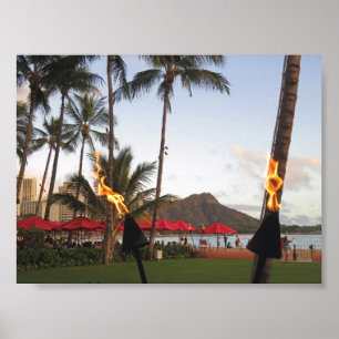 Poster Waikiki Tiki Torches