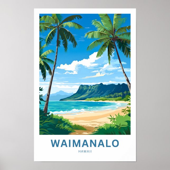 Poster Waimanalo Hawaii Viagem (Frente)