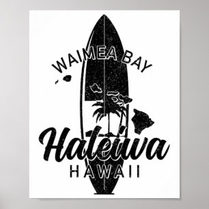 Poster Waimea e Haleiwa Havaí Prancha de Surf Surfando Su