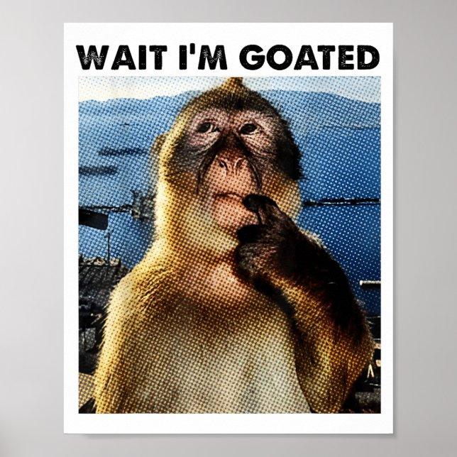 Poster Wait I'm Goated Y2k Funny Thinking Monkey Meme Bra (Frente)
