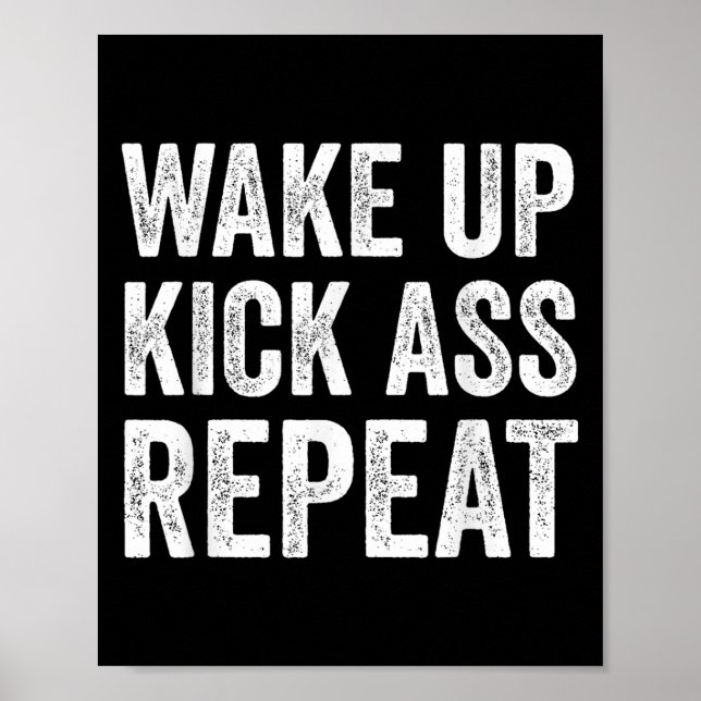 Poster Wake Up Kick Repea,funny Quote Workout Motivation  (Frente)