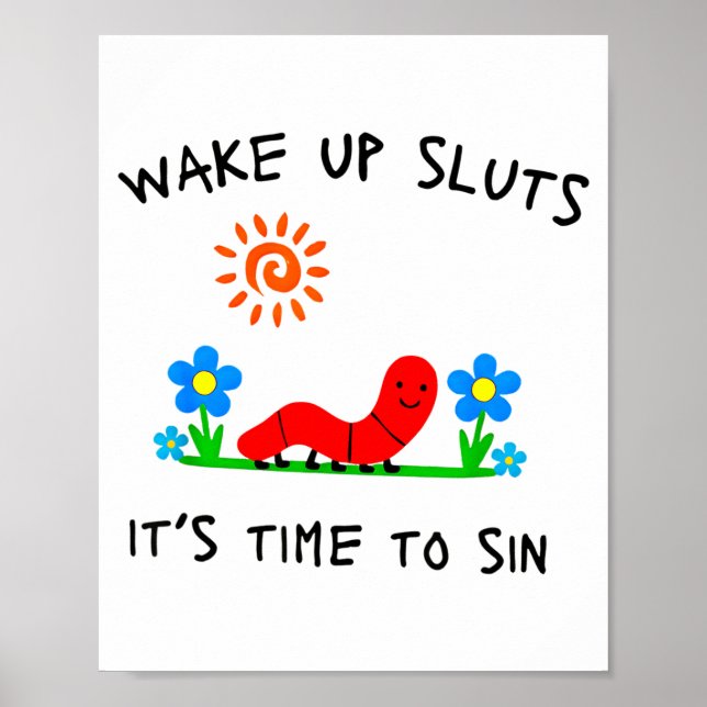 Poster Wake Up S It's Time To Sin Funny Animal Meme  (Frente)
