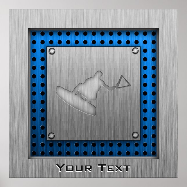 Pôster Wakeboarder com aspecto metálico escovado (Frente)