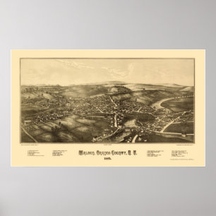 Pôster Walden, mapa panorâmico de NY - 1887