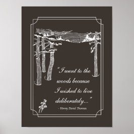 Pôster Walden Quote, "Live deliberately" (dark)
