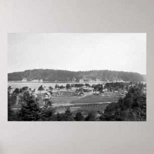 Pôster Waldport, opinião da cidade de Oregon que olha