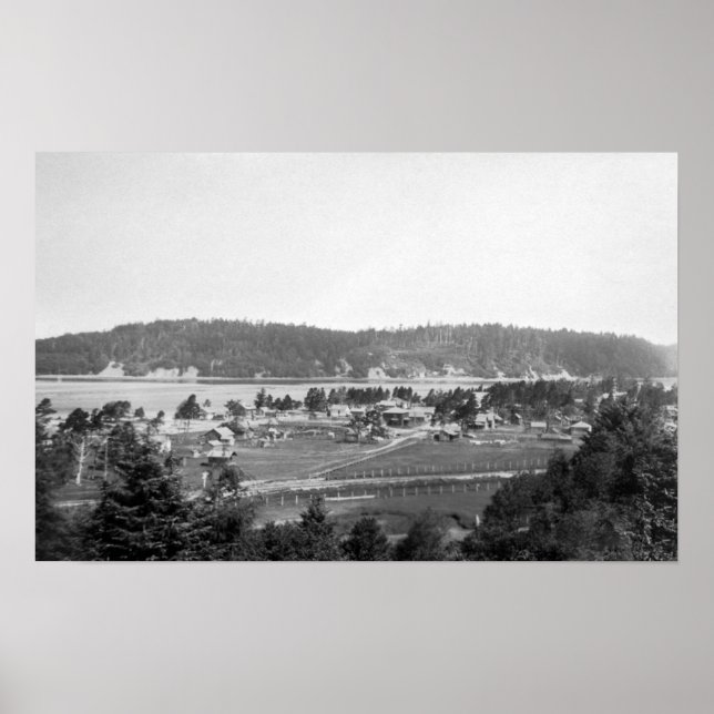 Pôster Waldport, Oregon Town View Olhando para Norte (Frente)