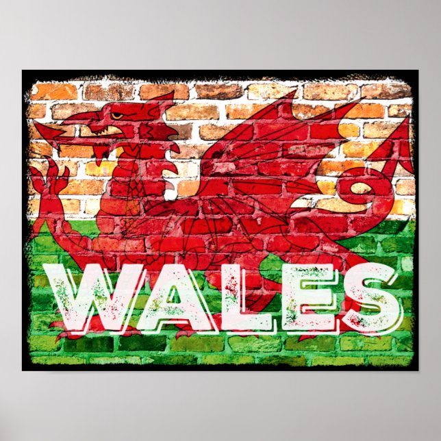 Poster Wales Flag on Brick (Frente)