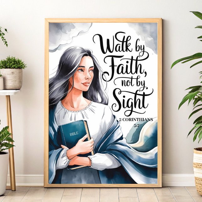 Poster Walk By Faith - Christian Wall Art for Women (Criador carregado)