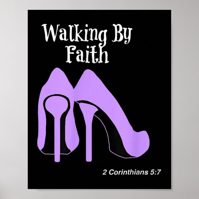 Poster Walk By Faith Graphic Christian Design With Purple (Frente)