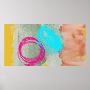 Poster Wall Art Amarelo Amarelo-Cor-de-Água Azul