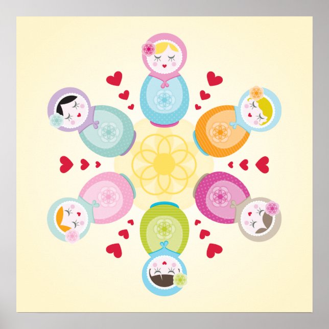 Poster WALL ART: babushka dolls - mandala (Frente)