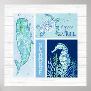 Pôster Wall Art Beach Ocean Shore Turtle Seacavalo