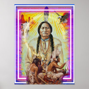 Poster Wall Art Chefe Sitting Bull Nativo American