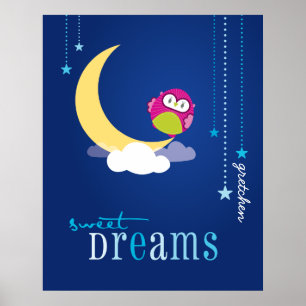 Poster WALL ART: coruja - doces sonhos 1