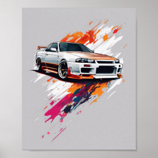 Poster Wall Art Nissan Skyline car