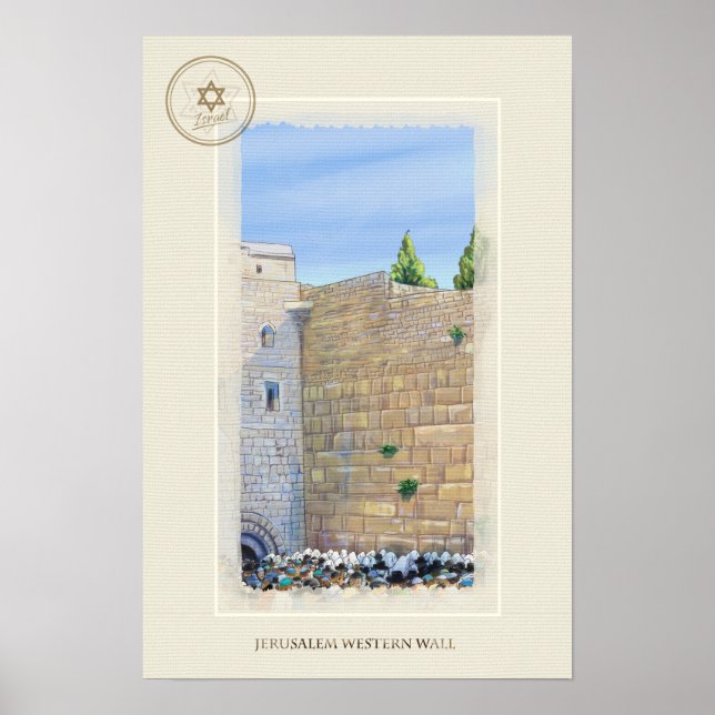 Poster Wall Ocidental KOTEL Jerusalem David Old City Art (Frente)
